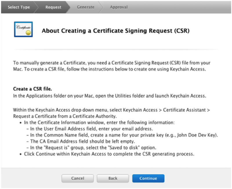 Select Certificate Signing Request